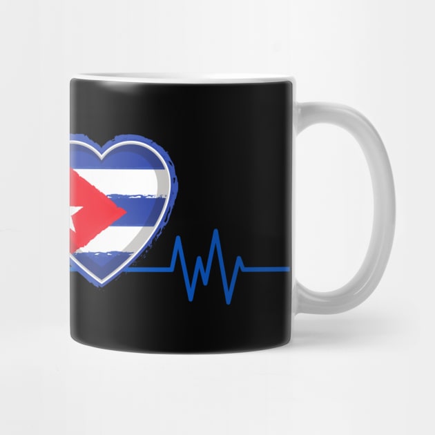 Cuba Heartbeat Flag Pulse Cuban Nationality by Foxxy Merch